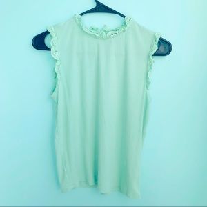 mint green lace trimmed sweater vest